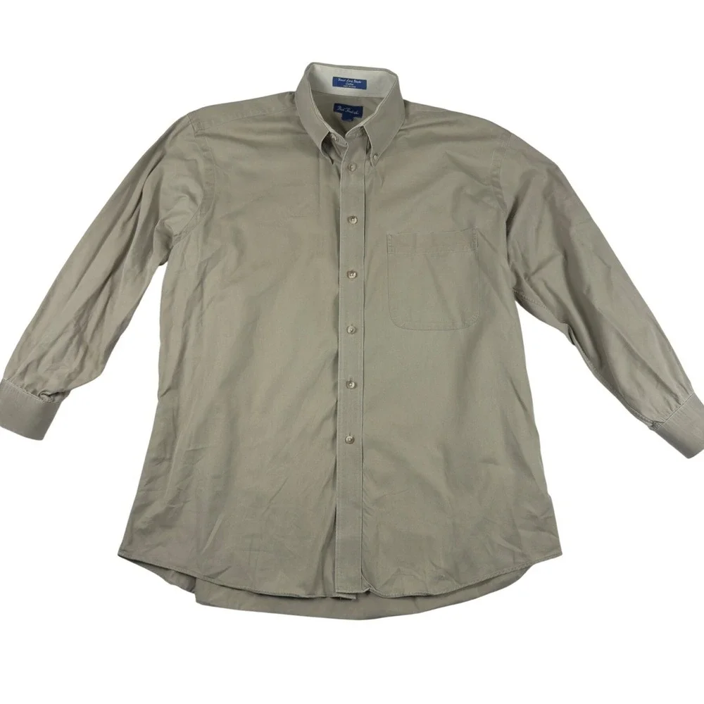 Paul Fredrick Mens Button Down Shirt Bundle 3 Pack Cotton Khaki Coral Blue L